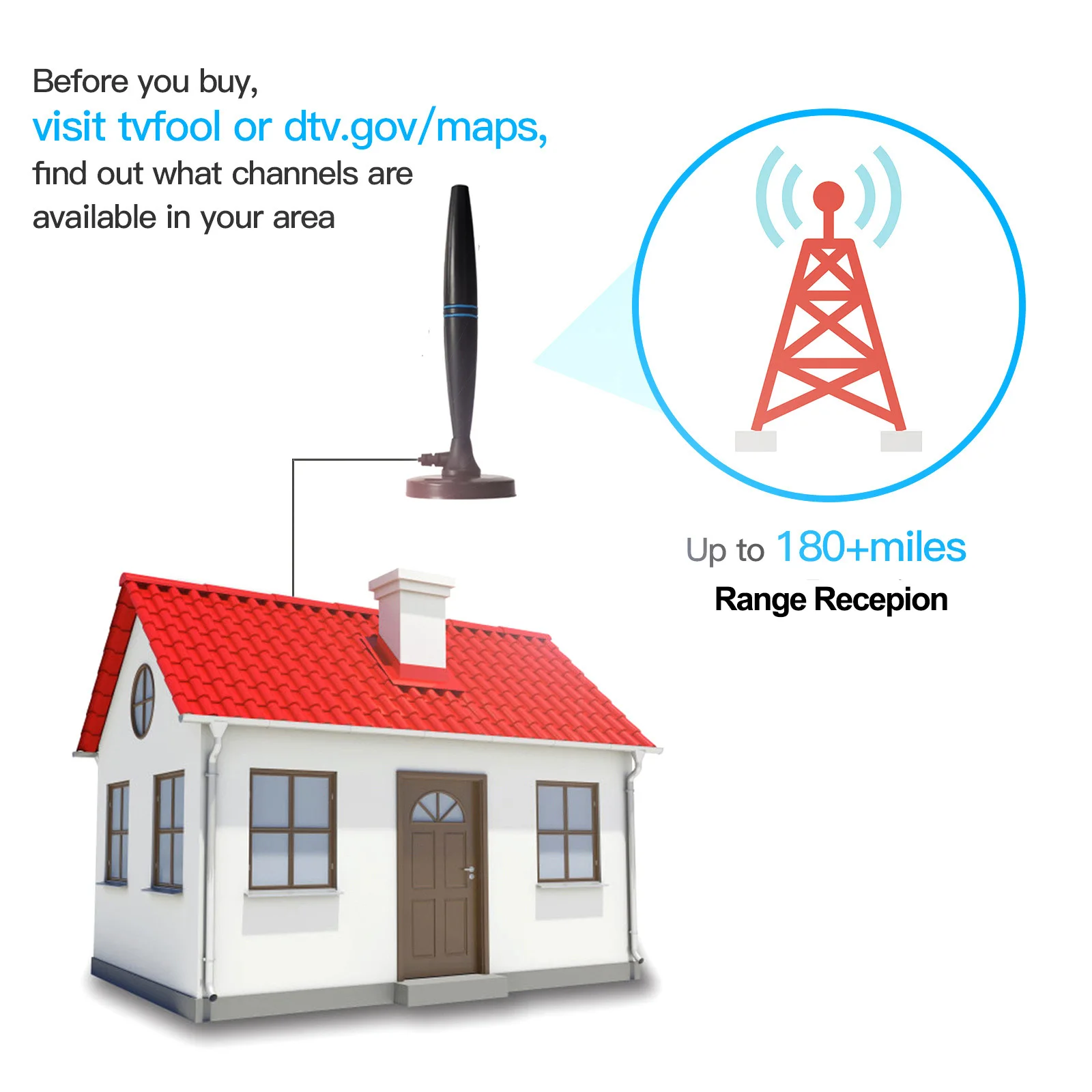 Indoor TV Antenna With Amplifier 46-862M Long Range 4K 1080P Digital HD Signal Booster DVBT2 ATSC Powerful Satellite TV Receiver - 4