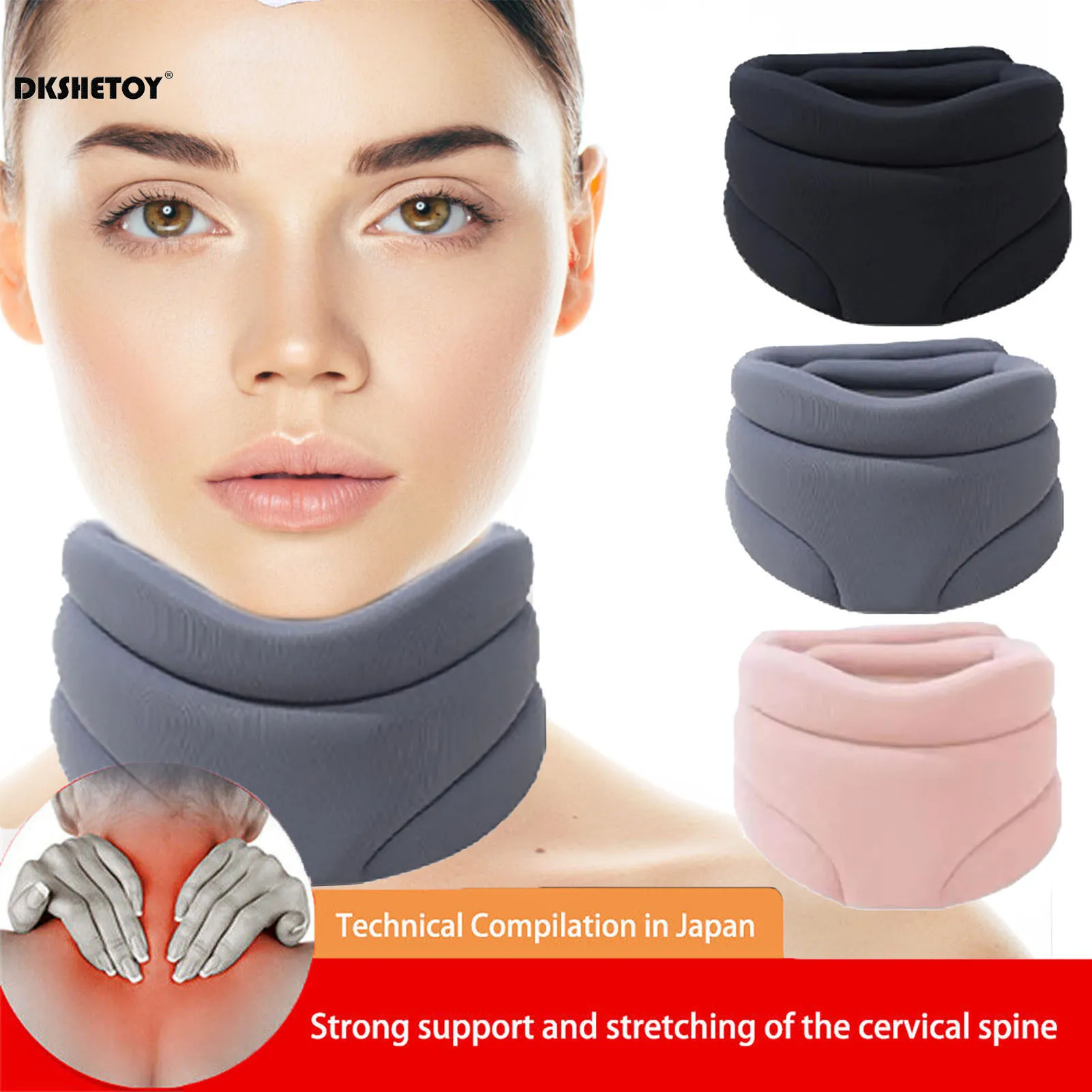 Neck Support Cervical Brace Cervicorrect Adjustable Foam Cervical Collar for Relieve Cervical Pain Airplane Travel Nap Health