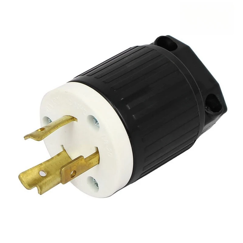 산업용 등급 잠금 플러그, 2 극, 3 선, Nema L8-20P, 20 Amp, 480V AC, 블랙/화이트