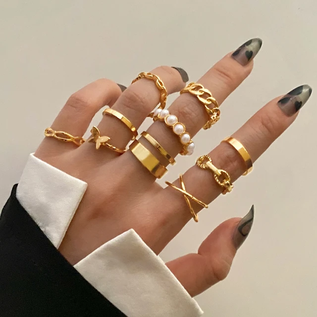 Buy 4 Finger Chain Linked Ring, Adjustable Boho Rings, Aesthetic Jewelry,  Simple Cuff Ring, Set of Rings, Stacking Ring, Punk, Gypsy, Trendy Online  in India - Etsy