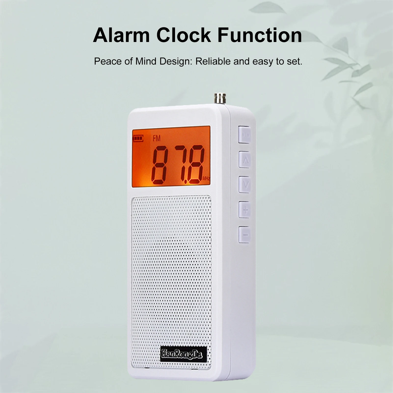 휴대용 AM/FM 라디오(100개 방송국 메모리, LCD 디스플레이 및 헤드폰 잭 포함) - D형 컴팩트 포켓 라디오