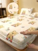 1 Cartoon Cute animal bear Printed Matte Fitted Sheet, Bedroom Printed Bed Cover, Bedding (Excluding Pillowcases) 1