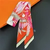 Brand Small Scarves, Boutique Scarves, Feather Printed Silk Scarves, Women's Accessories, Printed Ribbons, Super Feel, New Style 4