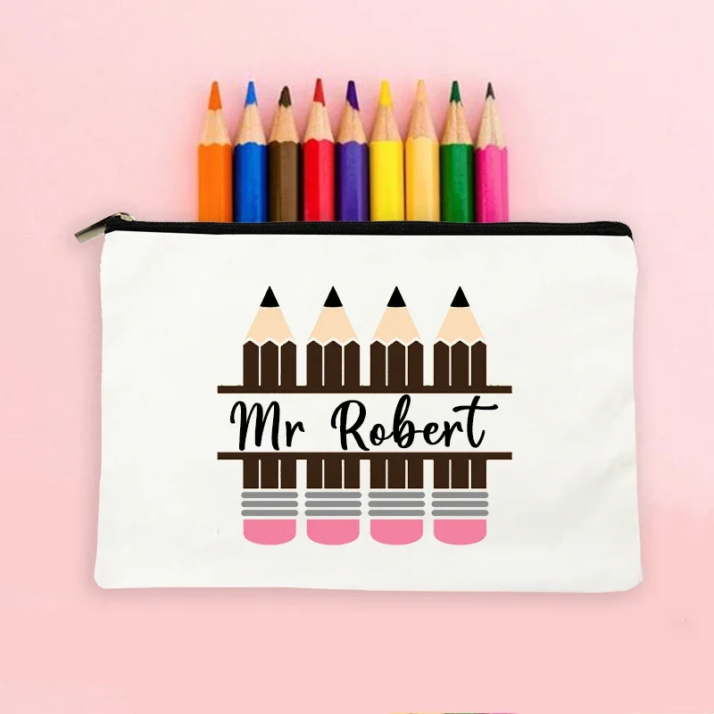 Teacher Gifts Personalised Teacher Name Zipper Makeup Bags Student Back To School Pencil Bag Travel Wash Storage Pouch Classroom 6