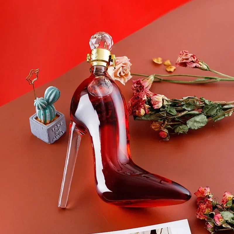Shaped High-heeled Shoes Wine Shaker Creative Modeling Household Baijiu Red Wine Bottle Glass Empty Bottle Craft
