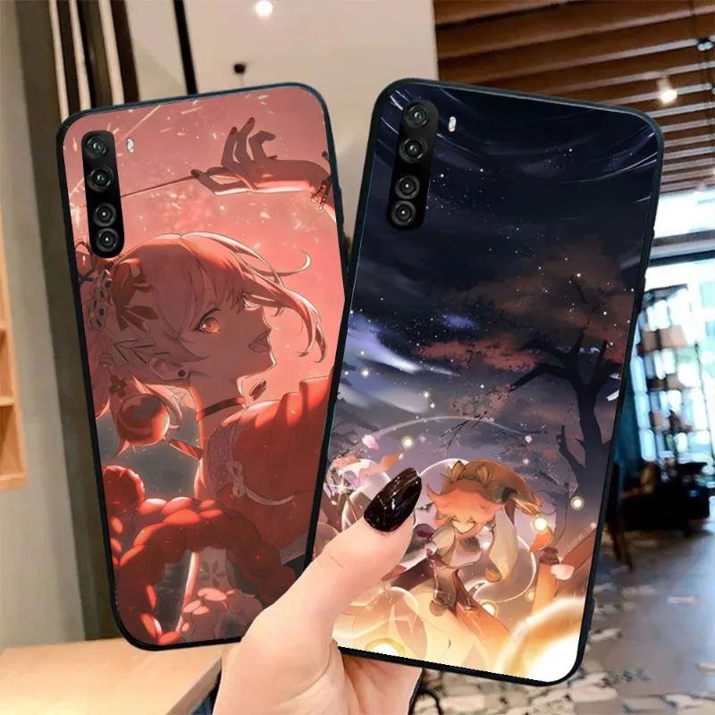 Cute Genshin Impact Icon Custodia Per Telefono Per Oppo Find X5 X3 X2 A93 Reno 8 7 Pro A74 A72 A53 Cover Morbida Nera Per Telefono