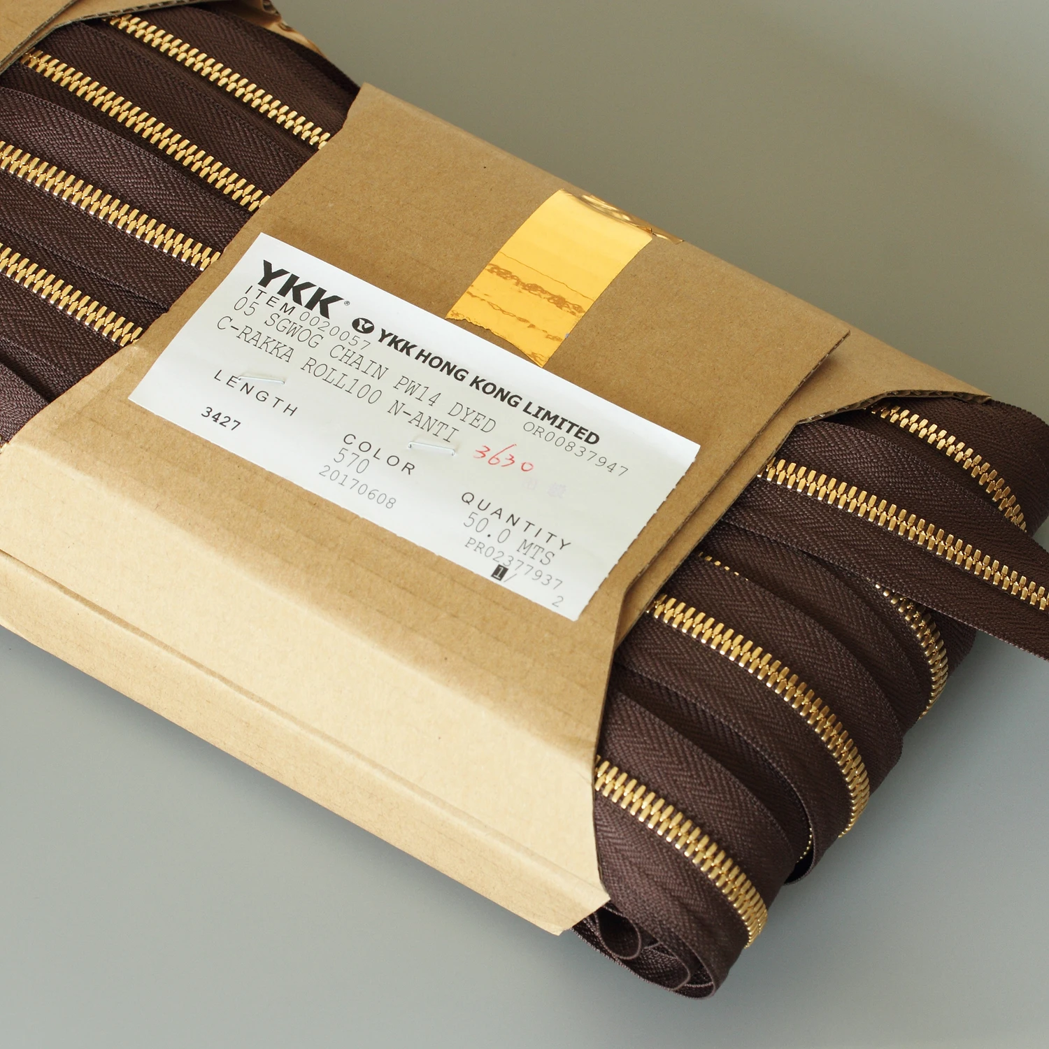 YKK High end Excella No. 5 Gold Corn Tooth Two way Code Zipper DIY Bags Hardware Accessories