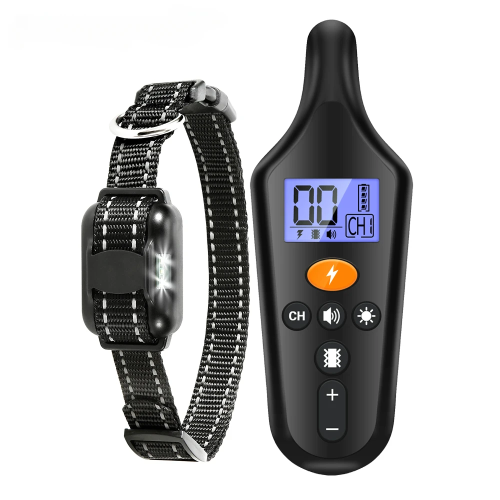 

LCD Display Remote Control Waterproof Rechargeable Pet Anti Bark Control Collar 800m Electric Dog Training Collar