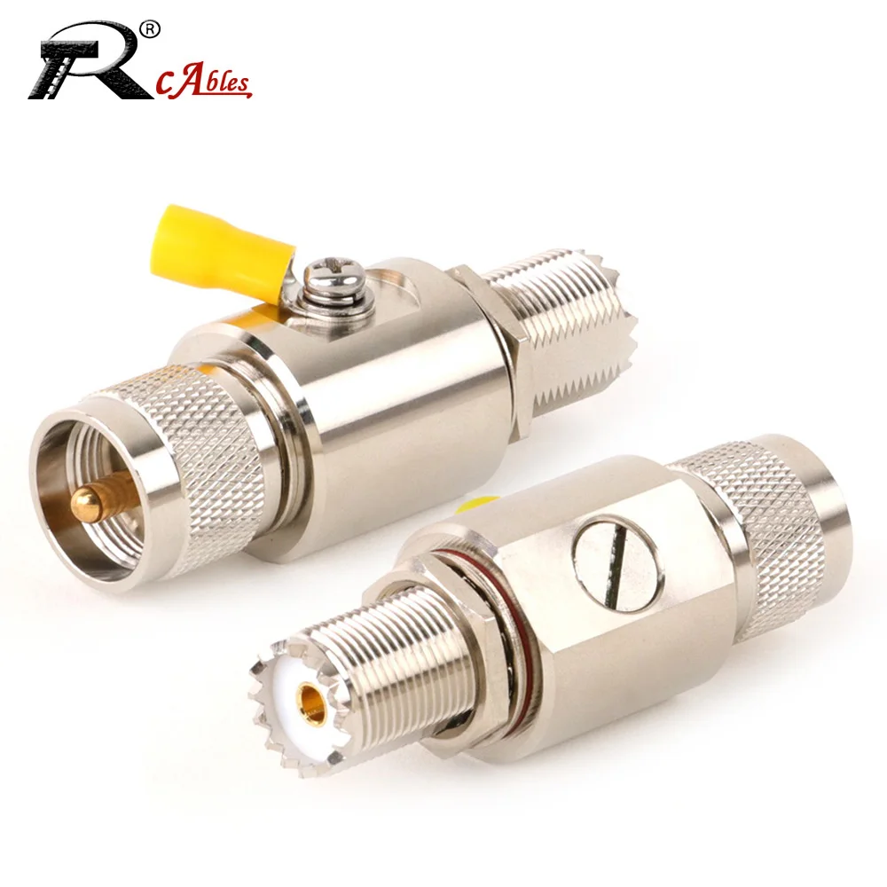 UHF Lightning Arrester Male/Female to Female UHF Coaxial Lightning Surge Protector for CB Radio