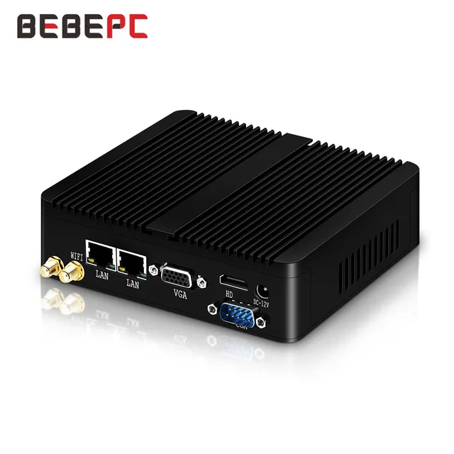 BEBEPC Fanless Mini PC Intel Celeron J1900 N2830 Dual LAN Windows 10 J2900 4 Core Industrial Mini Desktop Computer COM WiFi HTPC 1