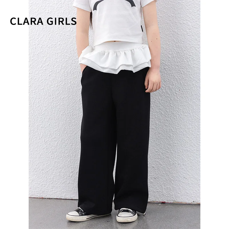 

Children Clothing Girls Skirt Straight Pants 2024 Spring New Fashionable Girls High Waist Thin Wide Legs Ballet Style Culottes