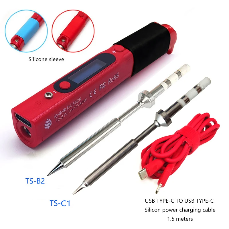 Pine64 Intelligent Portable Mini Smart Soldering Iron With Type-c to Usb C Silicon Power Charging Cable For Pinecil-bb2 hot stapler plastic welder Welding Equipment