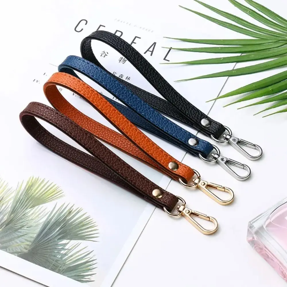 Elegant Silver/Gold PU Leather Wrist Strap – Adjustable Solid Color Purse Handle Replacement Accessory