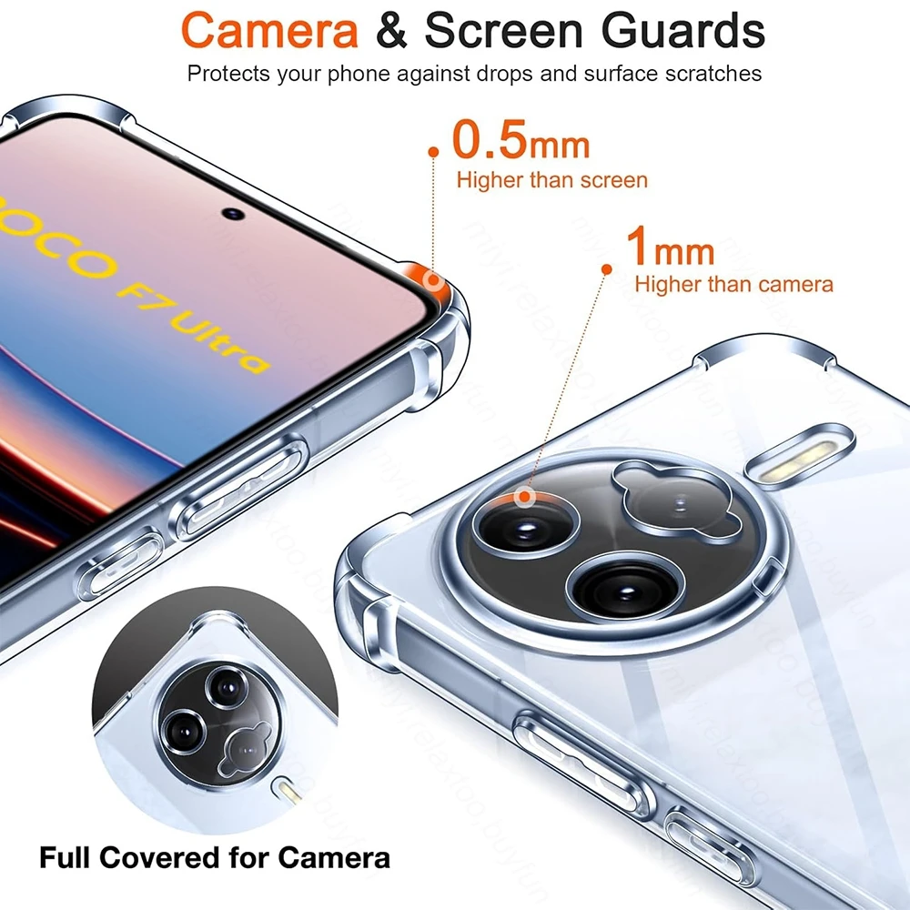 Transparent Protective Case with Camera Glass and Screen Protector