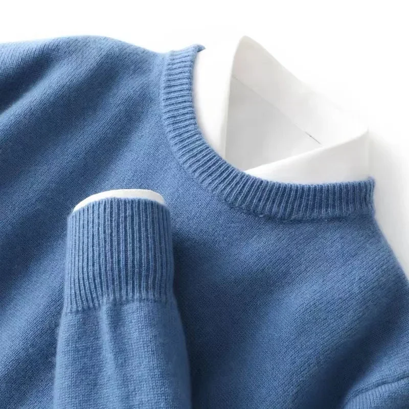 2024 Autumn/Winter New Men's Business Casual Round Neck Thin Knitted Pullover Sweater Warm and Fashionable High Quality Knitted 2