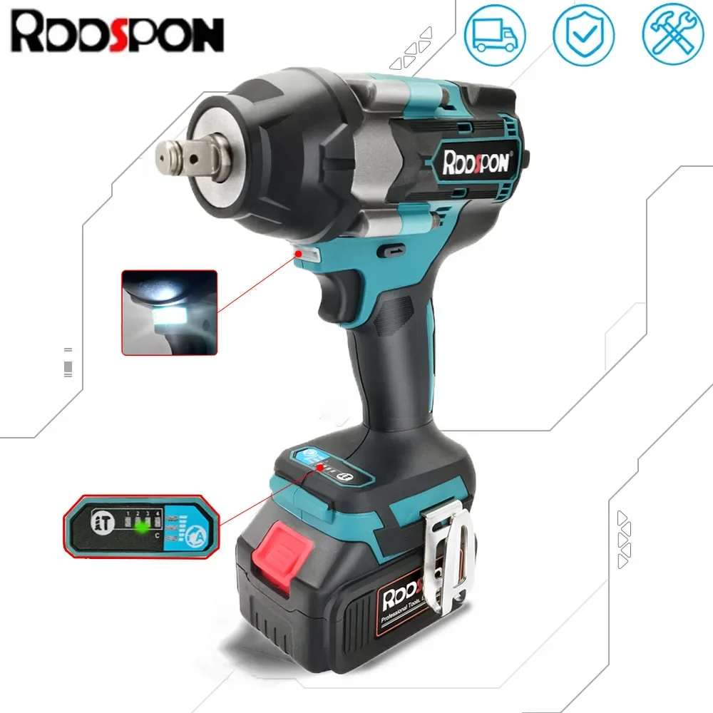 NEW 700N.M 21V Brushless Cordless Electric Impact Wrench 1/2Inch Power Tools 6.0Amh Li Battery LED Light Adapt To Makita Battery new 700n m 21v brushless cordless electric impact wrench 1 2inch power tools 6 0amh li battery led light adapt to makita battery