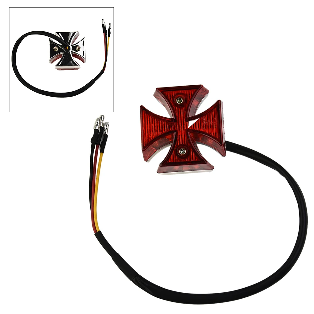 

New Tail Light Motorcycle Tail Light Motorcycle 3-wire Connection Red Lens Approx 50*50 Mm/2*2 Inch Bike Cross