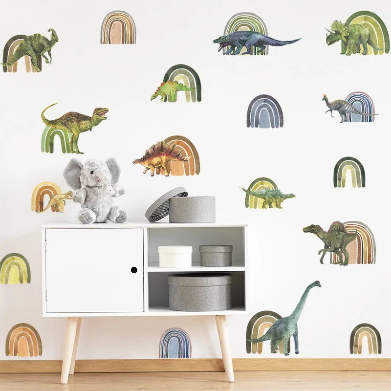 Cartoon Animals Rainbow Wall Stickers for Baby Room Kids room Girls Bedroom Wall Decor Removable PVC Wall Decals for Home Decor