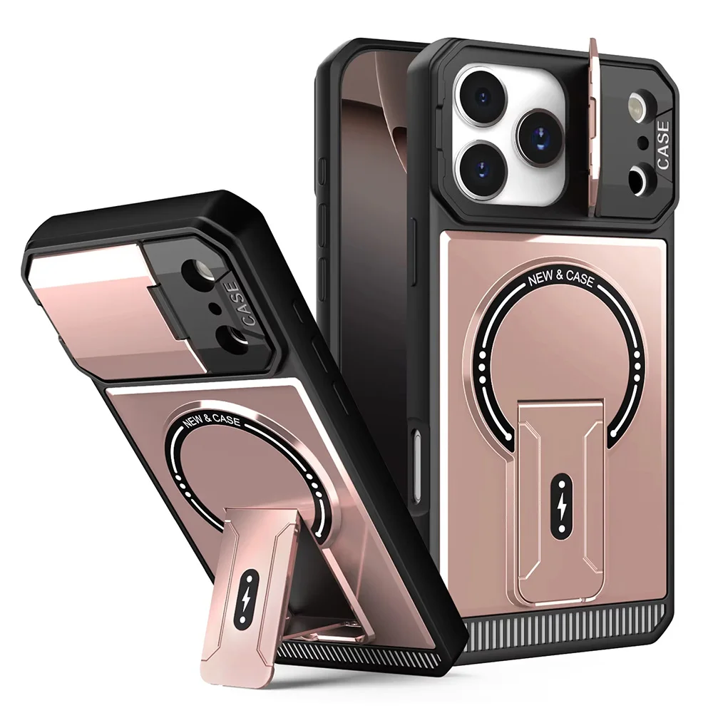 Magnetic Phone Case With Lens Protector And Foldable Stand_voghion.com