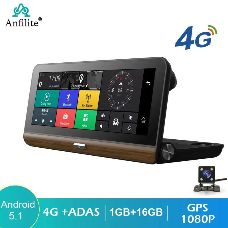 Видеорегистратор Anfilite 8 дюймов Android ADAS камера 10 в 1 4G WIFI GPS-навигатор Bluetooth + 16 Full HD