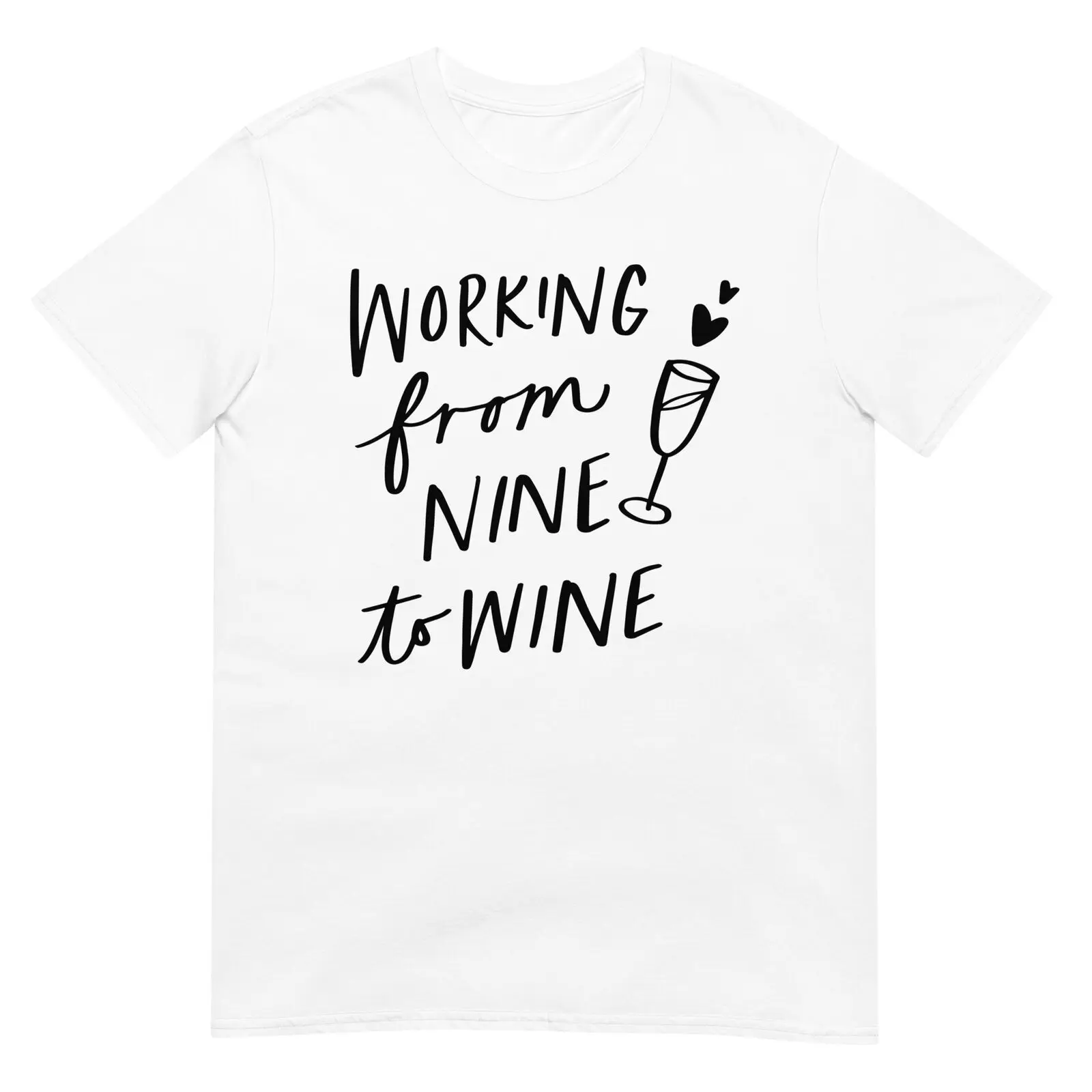 

Футболка унисекс с хумористическим рисунком, футболка с цитатами «work from Nine to Wine»