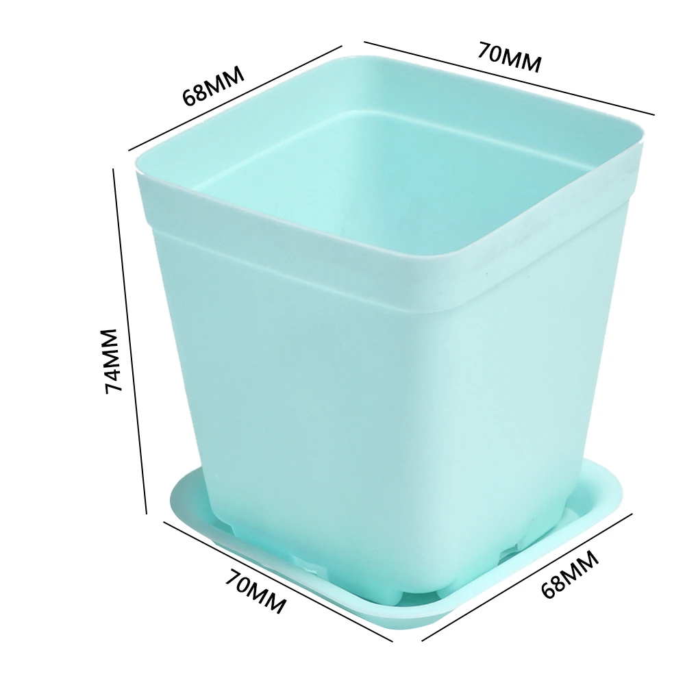 7pcs 6 Colors Thicken Flower Pots Planters Pot Trays Plastic Pots Creative Small Square for Succulent plants