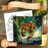 Jungle Animals coloring Book Teenagers Colouring Book,24 Different Patterns,Stress Relief,Birthday Gift Adults Picture Books 1