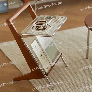 Tavolino in Legno Massello, Piccolo Tavolino da Caffè, Comodino per Divano, Mini Tavolino Creativo per Camera da Letto