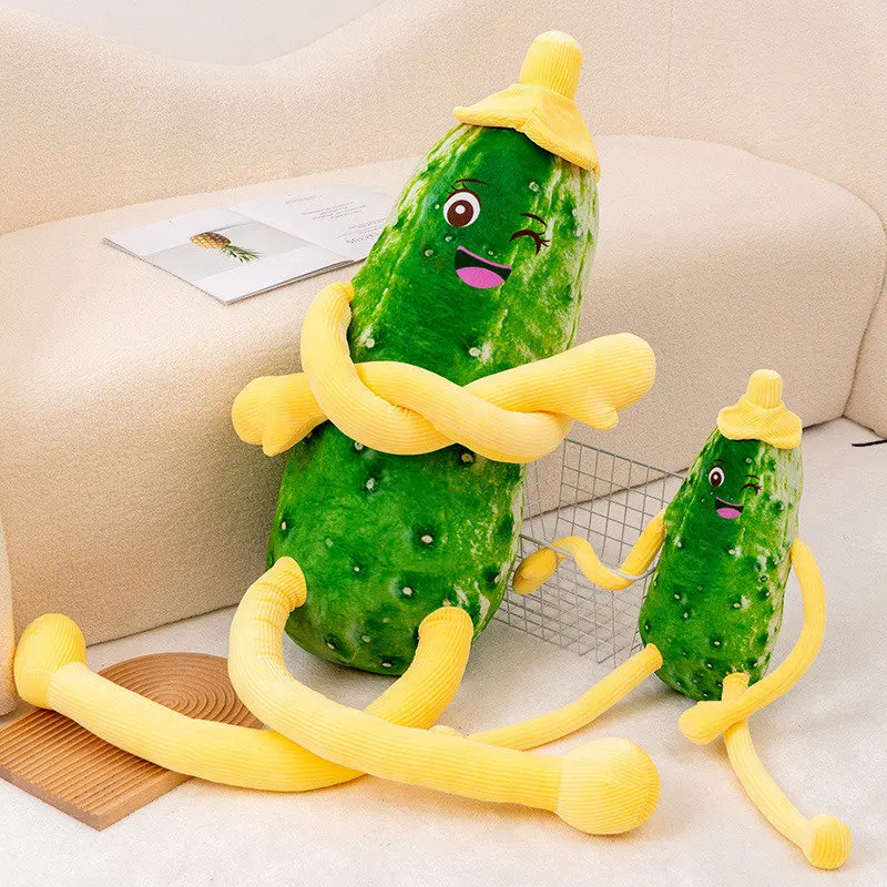 Creative Huge Funny Cucumber Plush Pillow Toy Anime Stuffed Plants Vegetable Plushies Doll Cushion Cute Soft Kids Girls Toys