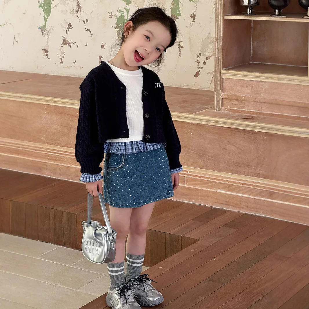 Polka Dot Denim Skirt Summer Korean Fashionable Cute Casual All-match Sweet Polka Dot Denim Shorts