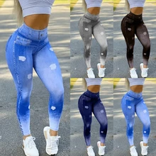 

Solid Color Skinny Pencil Jeans Pants Slim Women's High Waist Hollow Hollow Autumn Spring Pants Hip Lift Faux Jeans