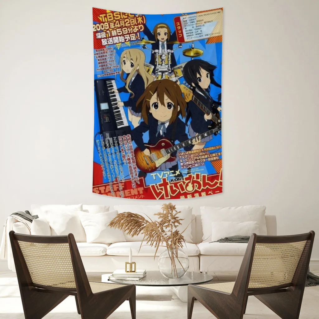 

Anime Wall Hanging Tapestry Japan Kawaii New K-ON! Room Decor Aesthetic Decorative Cartoon Photo Background Cloth Table