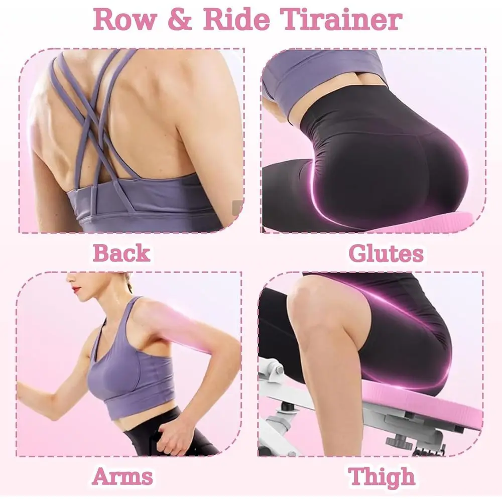 Women Home Deep Machine, Foldable Squat Rowing Machine With Adjustable Resistance, Glute Leg Cardio Workout Equipment_voghion.com