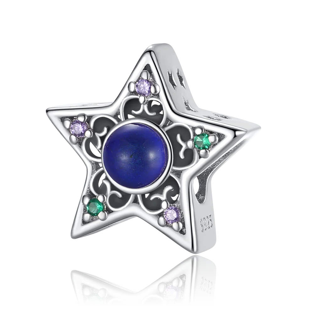 

Unique 925 Sterling Silver Blue Hollowed Out Star Charm Fit Pandora Bracelet Women's Proposal Exquisite Jewelry Accessories