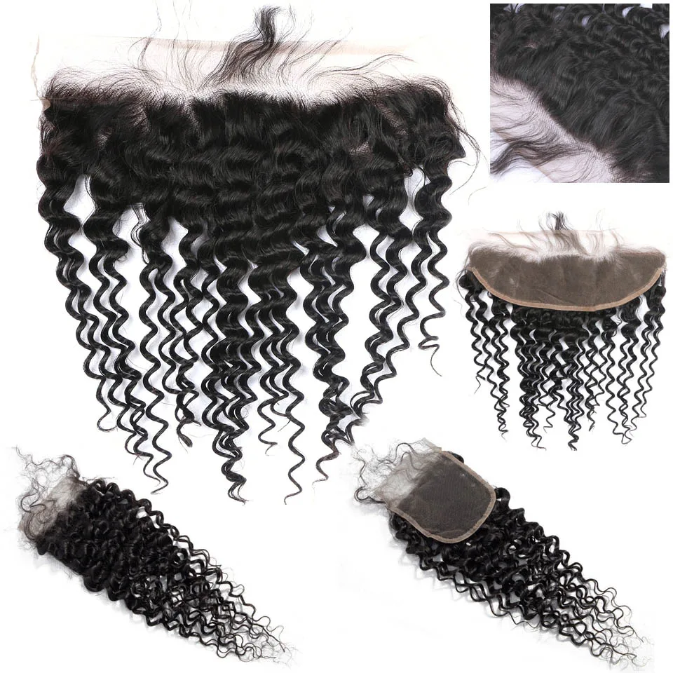 

Remy Human Hair Transparent Lace Deep Curly Closure 4x4 5x5 6x6 13x4 Lace Brazilian Hair Jerry Curl Frontal Closure