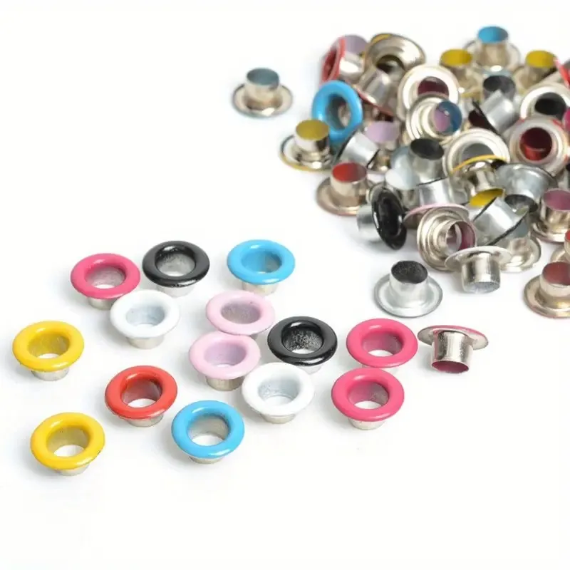 Scrapbook Eyelet Random Mixed Color Metal eyelets for Scrapbooking DIY embelishment garment clothes bag shoes eyelets 100pcs 4MM