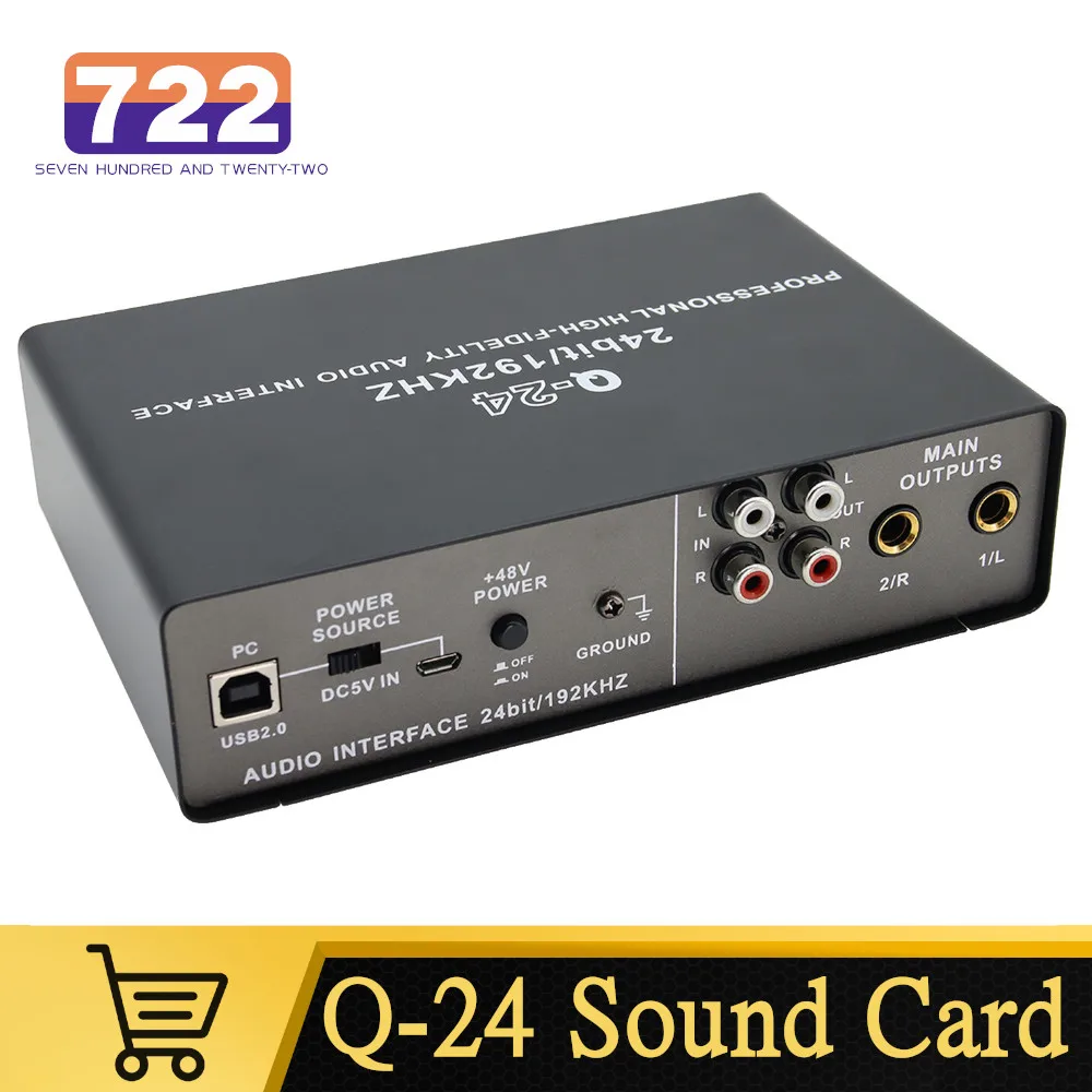 

Q24 Professional Audio Interface Sound Card with Monitoring Electric Guitar for Studio Singing KTV Player Recording Extractor