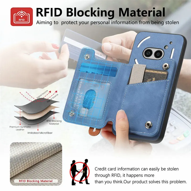 Leather Wallet Case with Detachable Magnetic Card Holder, 2-in-1 Design
