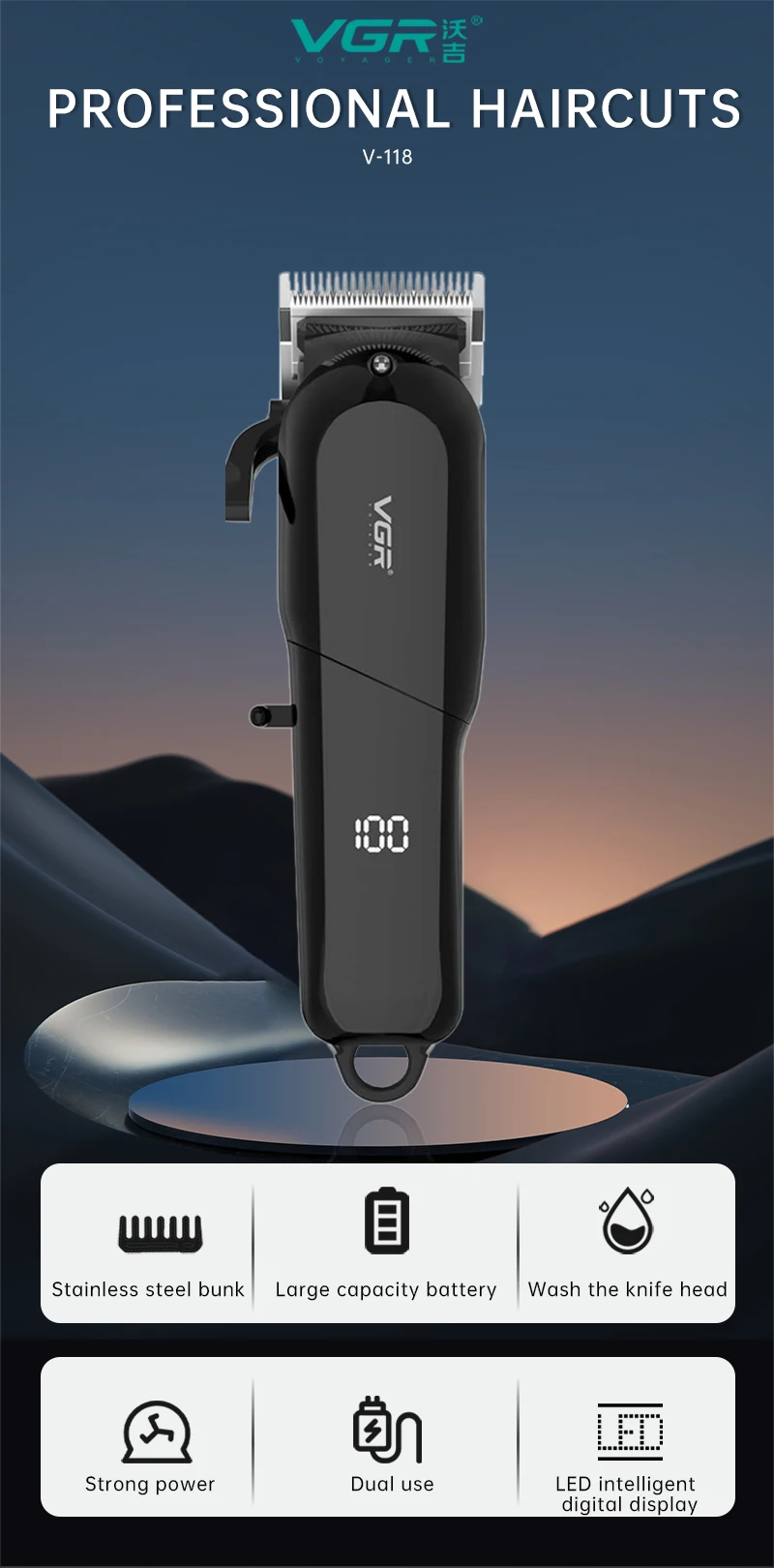 VGR V-118 Hair Trimmer description image