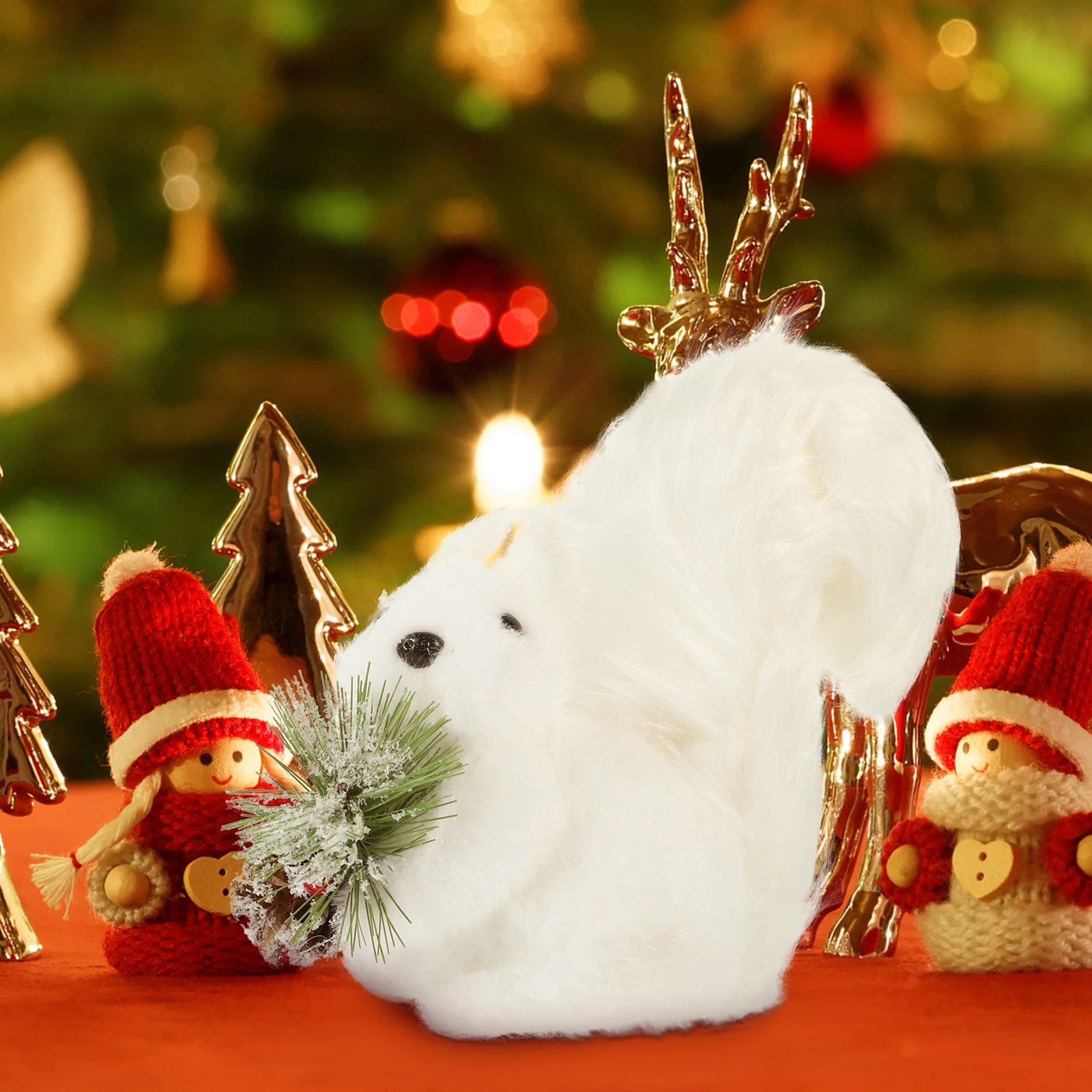 

Xmas Party Decoration Xmas Table Statue Garden Squirrel Christmas Party Supplies Fireplace Figurine Squirrel Ornament