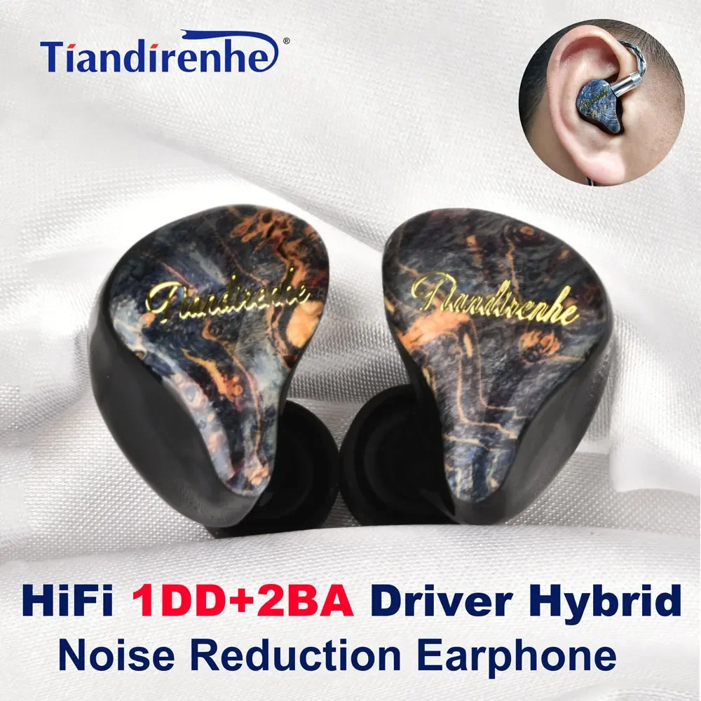 Tiandian-V3 HiFi fone de ouvido, redução de ruído Earbuds, 2Pin cabo destacável, 2BA + 1DD Driver, híbrido, apto para Audiophile IEM