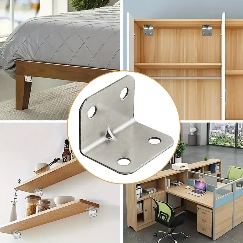 Stainless Steel L-Shaped Corner Code 90 Degree Laminated Furniture Plate Hardware Right Angle Bracket Cabinets Small Connectors corner bracket