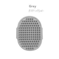 Pet Grooming Massage Brush with Rubber Bristles and Adjustable Handle (GRAY)