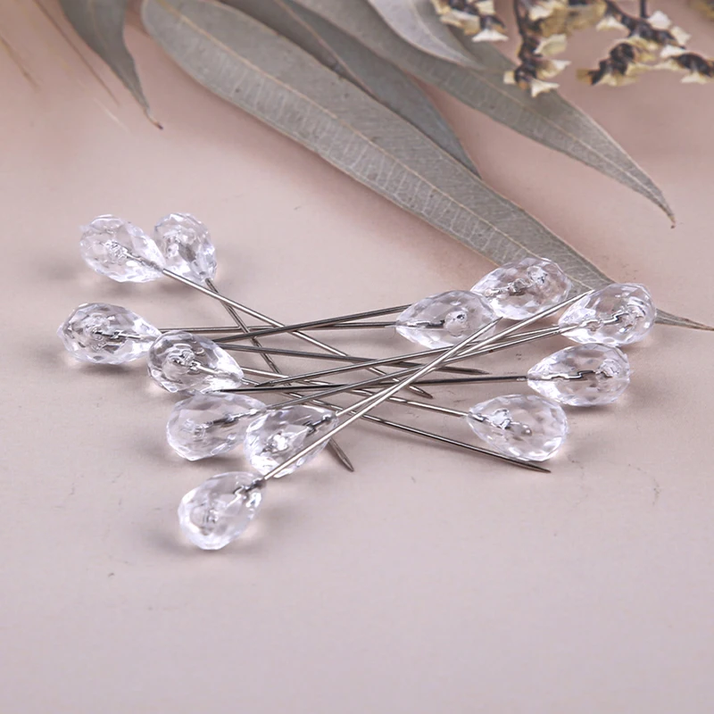 Sewing Pins Kraball 50/100pcs Diamond Head Positioning Needles Stitch Sewing Pins Straight Push for DIY Crafts Sewing Tool Accessories