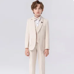 Fashion boys suits clothes solid baptism sets suits flower wedding childres suits baby party clothing 3pcs 3-12Y Conjunto