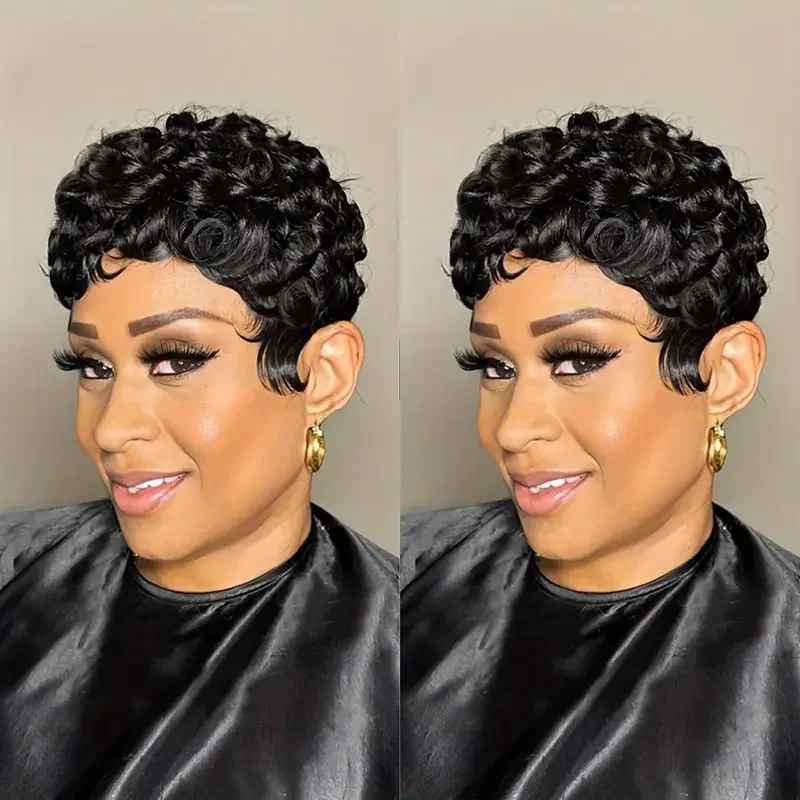 Pixie Cut Cortar El Cabello Con Maquina Mujer Peluca Corta De