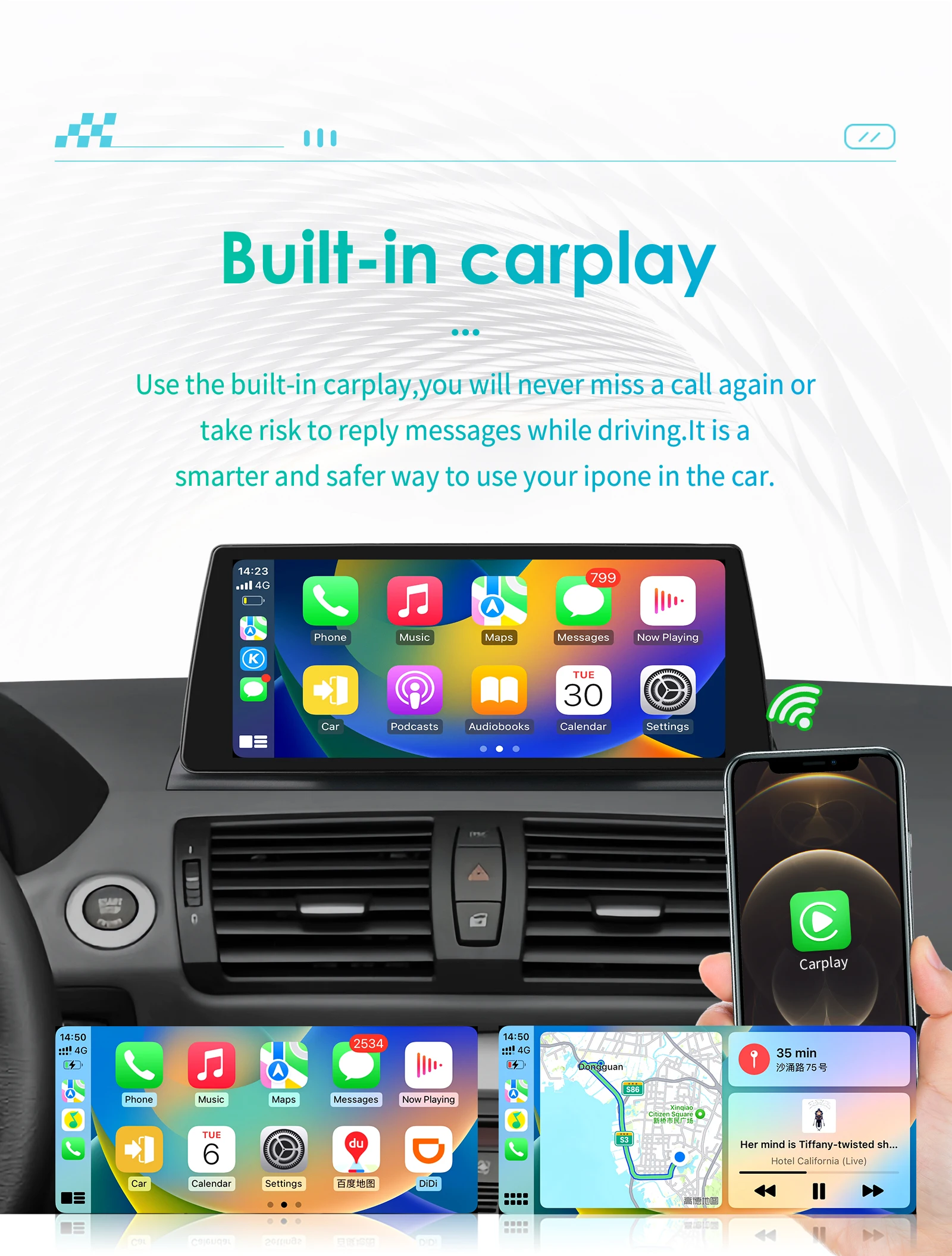 10,25 "Carplay Android 13 Auto Auto radio Für BMW 1 Serie E81 E82 E87 E88 CCC CIC 2006-2012 multimedia Player 2din RDS Autoradio – Detail 12