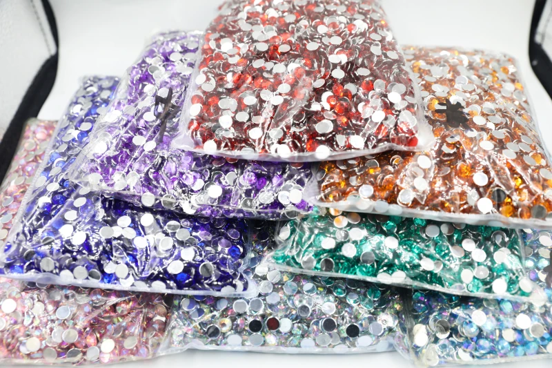 Description Picture 5 of itemCrystal AB 40 Colors 7~12mm Flat Back Round Acrylic Rhinestones Beads/ Stones ,3D Acrylic Nail Art / Garment Decoration