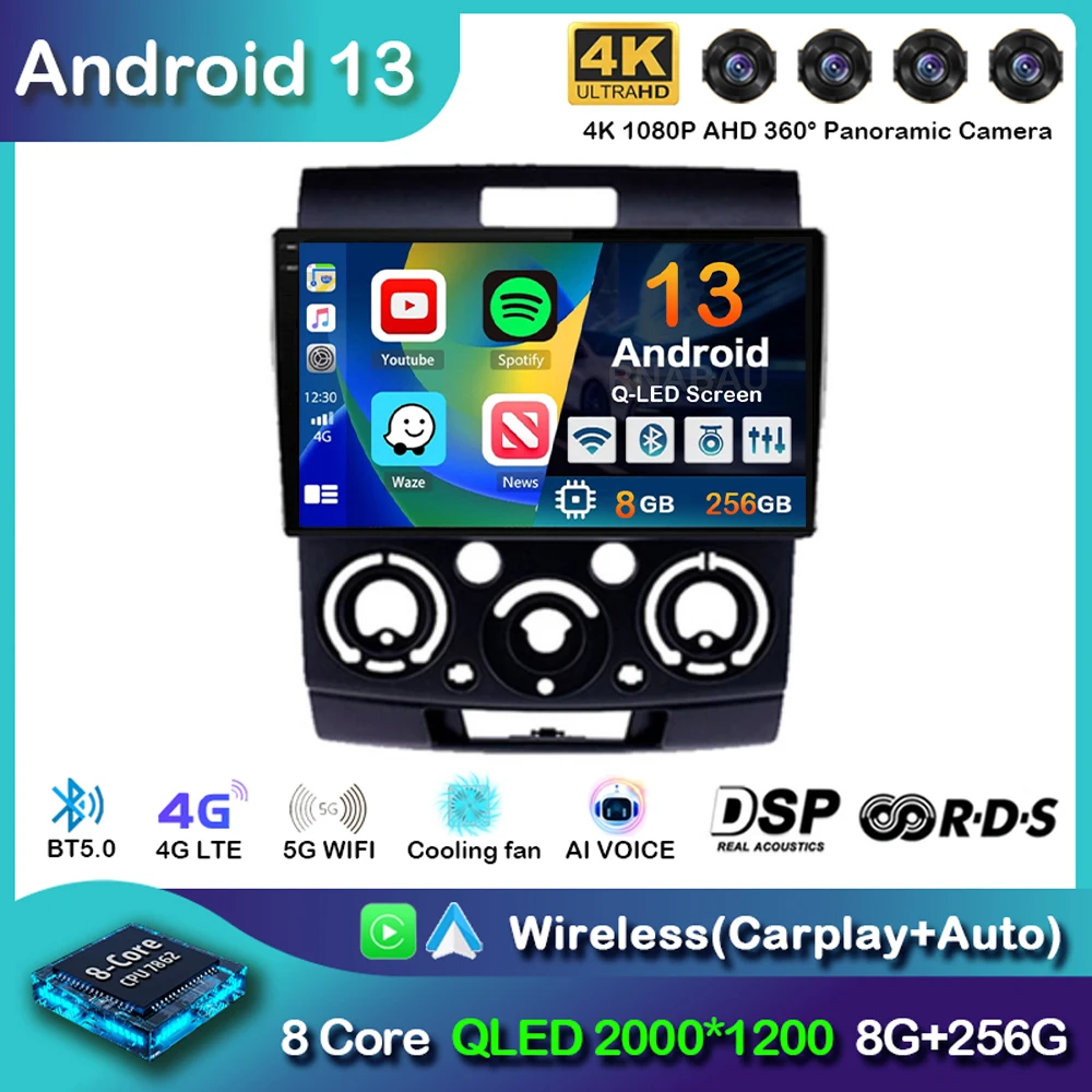 

Автомобильная магнитола Android 13 для Ford Everest Ranger Mazda BT50 BT-50 2006 2007-2008 GPS мультимедийный видеоплеер головное устройство стерео