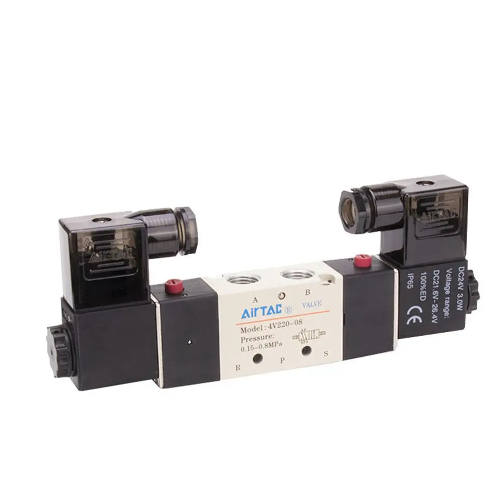 

AIRTAC 4v220-08 solenoid valve valve 220v two-position five-way reversing valve 24v coil cylinder